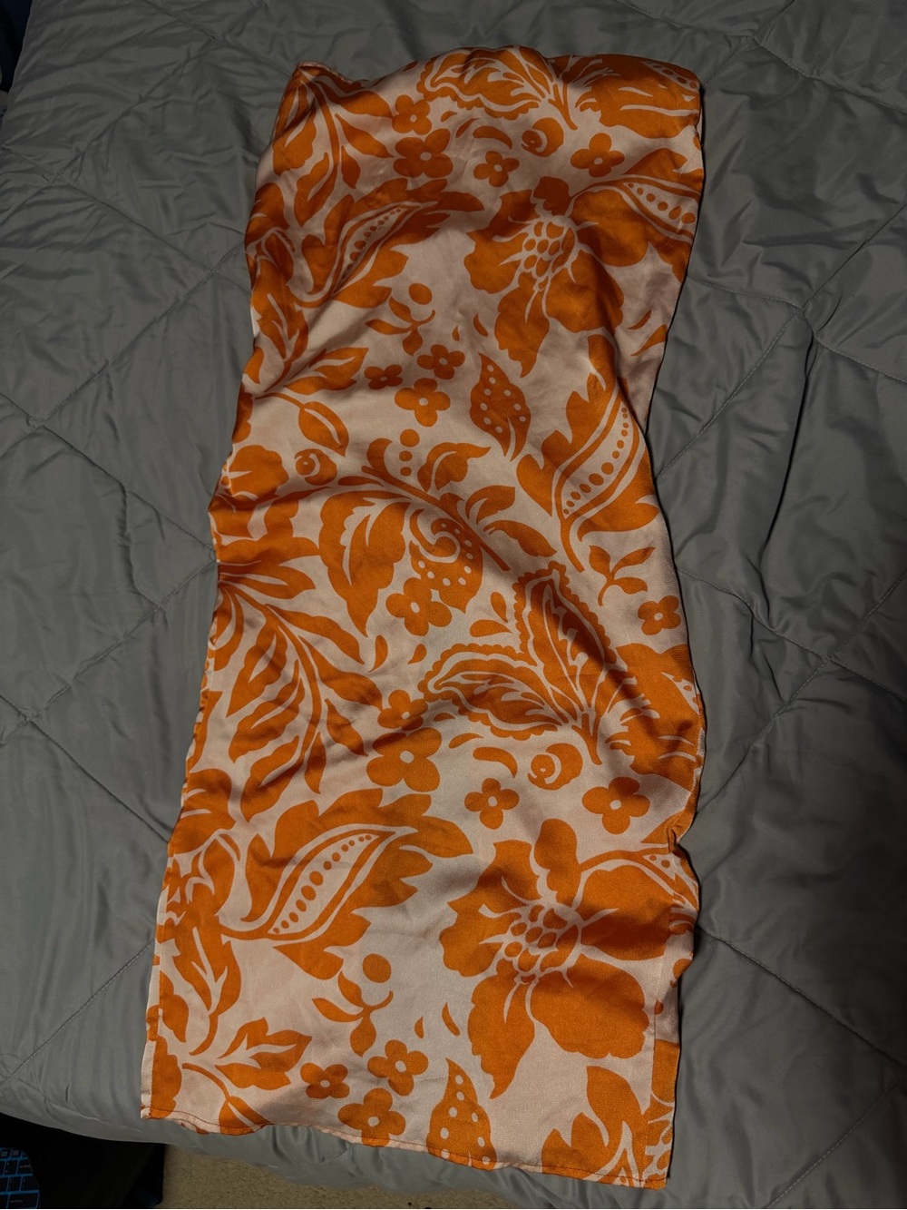 Orange Floral Satin Maxi Skirt